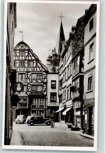 Bernkastel Blick von der Römerstraße zum Markt Oldtimer Fahrrad