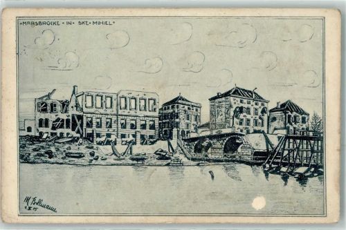 Saint-Mihiel 1915 Maasbrücke sign. IH. Billmann