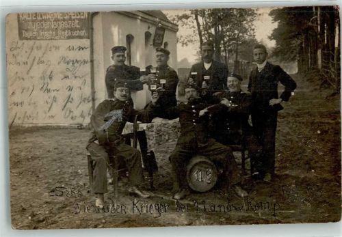 1916 Soldaten Uniform Bier 1 Landwehr Kompanie Privatfoto AK