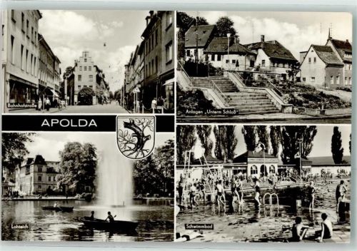 Apolda Bahnhofstraße Anlagen Unterm Schloß Lohteich Schwimmbad Wappen