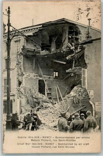 Nancy 1919 Bombardement par avions Maison Pichard Rue Saint-Nicolas Feuerwehr