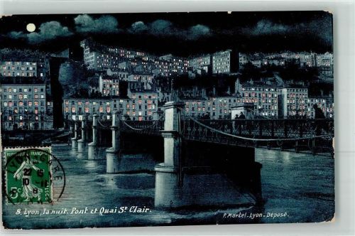 Lyon Pont et Quai Saint Clair bei Nacht