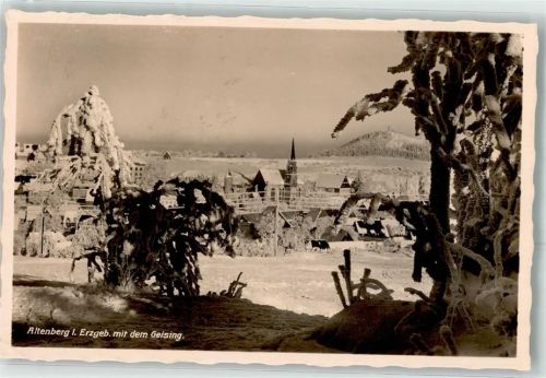 Altenberg 1935 mit dem Geisingberg im Schnee