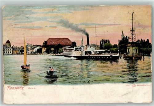 Konstanz 1914 Hafen Raddampfer