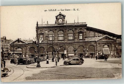 59000 Lille - La Gare Bahnhof Uhr Auto