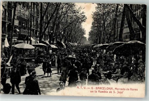 Barcelona 1923 Marktszene Rambla de S. Jose