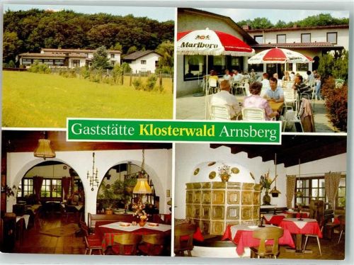 Arnsburg Gaststätte Klosterwald Gasthaus Terrasse Gastraum Kachelofen