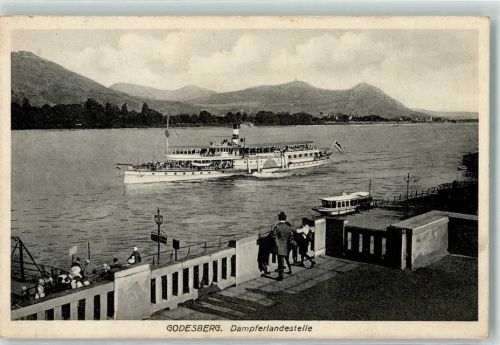 Bad Godesberg 1929 Dampferlandestelle mit Rheinschifffahrt