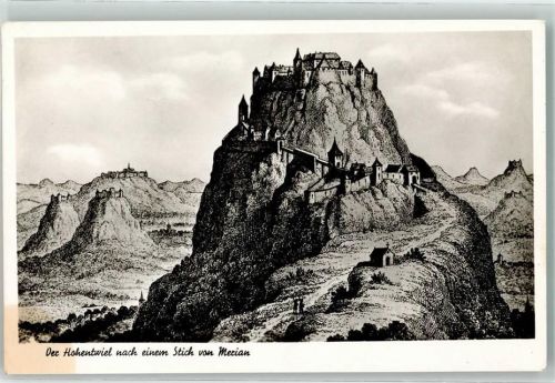 Singen Ruine nach einem Stich v. Merian