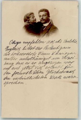 Lehe 1908 Portrait eines jungen Pärchens Verlobungsanzeige