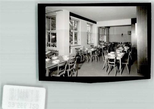 Villingen Landesberufsschule gedeckter Tisch Stuhl Speiseraum Ort handschriftlich Foto Original aus Archiv eines Ansichtskartenverlags