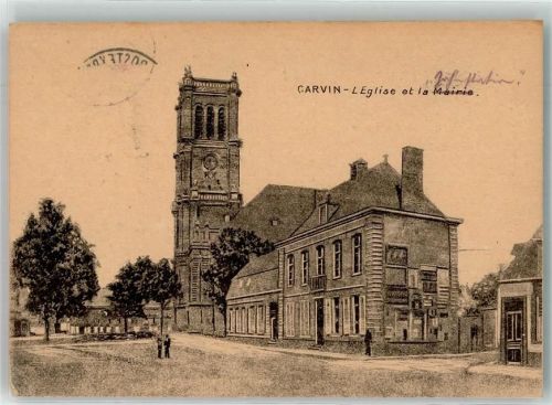 Carvin 1916 Feldpost WK I 3.Bayer.Inf.Div. Kirche Rathaus