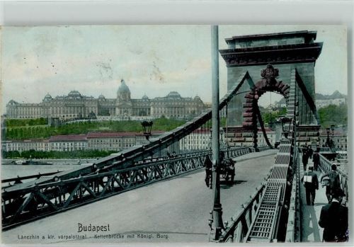 Budapest 1909 Kettenbrücke Burg