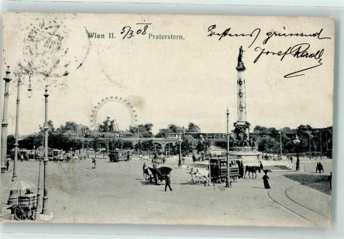 Wien 1908 Praterstern mit Riesenrad