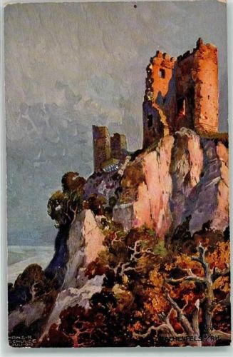Drachenfels 1917 Ruine Burg Oilette sign. Hans Schulze