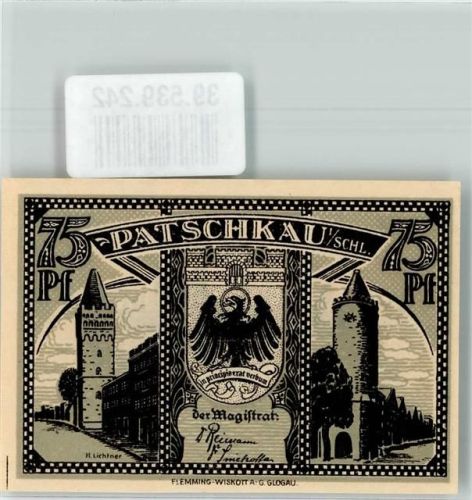 Patschkau Notgeld 75 Pfennig