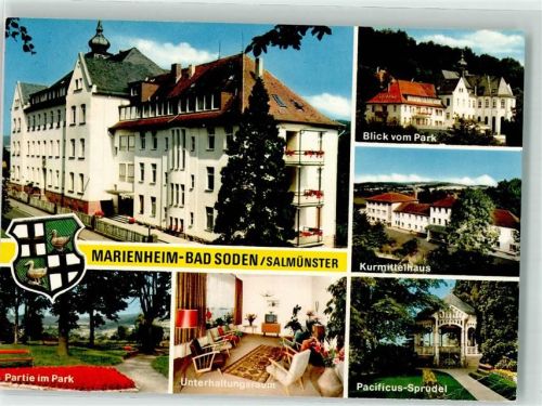 Salmünster Kurheim Marienheim Bad Soden Park Kurmittelhaus Unterhaltungsraum Pacificus Sprudel Wappen Ente
