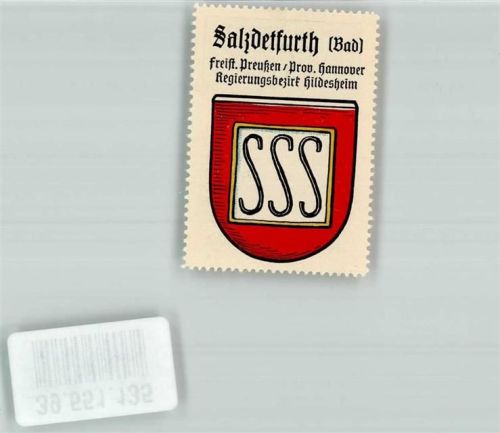 Bad Salzdetfurth Klebemarke Stadtwappen Bad Salzdetfurth Kaffee Hag Nr.30