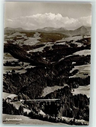 Grünenbach 1969 Fliegeraufnahme vom Eistobel mit Argentobelbrücke