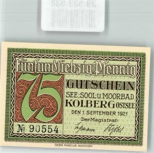 Kolberg Notgeld 75 Pfennig