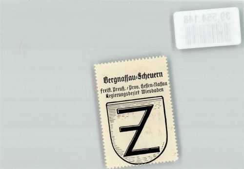 Scheuern Vignette Freistaat Preußen Provinz Hessen Nassau Regierungsbezirk Wiesbaden Wappen Schwarz Weiß
