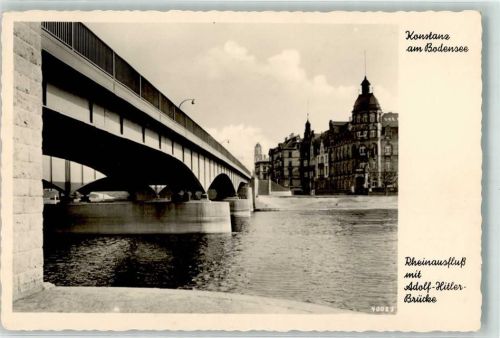 Konstanz 1943 Rheinausfluß mit Adolf-Hitler-Brücke WK II