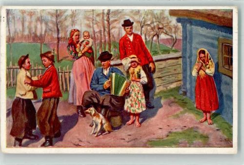 Krakau 1939 Tracht sign. Krasnowolski Ort lt. Verlag