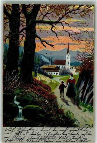 1904 Schafe Mutter mit Kind Künstlerkarte