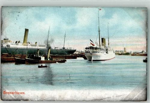 Bremerhaven 1912 Schiff Fahne Schwarz-Weiß-Rot Ruderboot