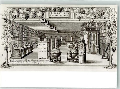 Wolfenbüttel Herz August Bibliothek 1650 Repro Bücher Globus Reben Leiter