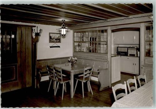 Thalkirchdorf Gasthaus Eckbank Wandbild Blumen Radio Ort handschriftlich Foto Original aus Archiv eines Ansichtskartenverlags