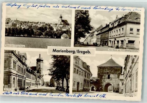 Marienberg 1959 Marktplatz Zschopauer Tor HO-Schnellgasthaus Stadtkirche St. Marien