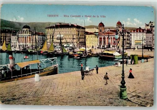 34100 Trieste / Triest / Trst 1916 Gebrauchsspuren Hafen Rathaus