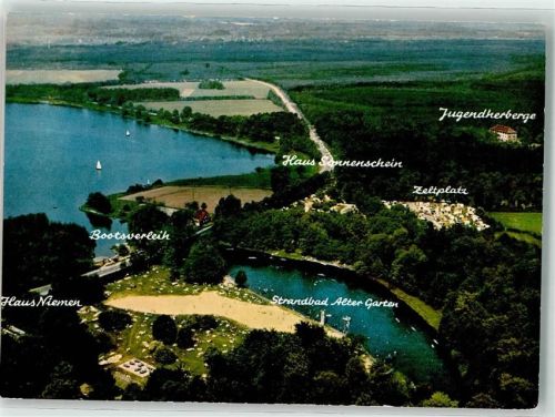 Haltern Fliegeraufnahme des Halterner Stausees mit Strandbad und Zeltplatz