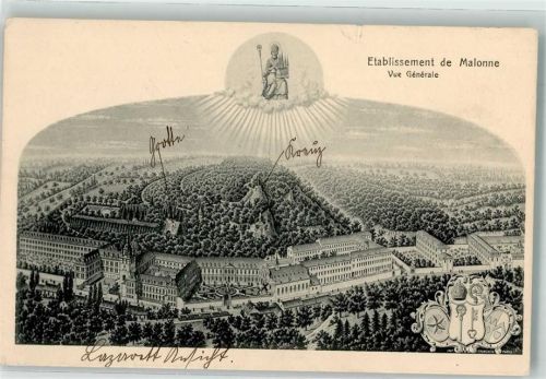 Malonne 1918 Feldpost WK I Lithographie