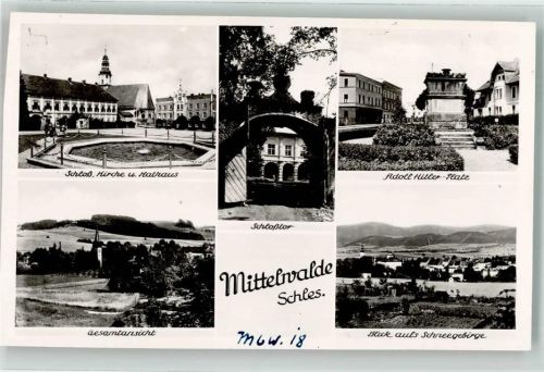 Mittelwalde Schloss Kirche Rathaus Adolf Hitler Straße WK II