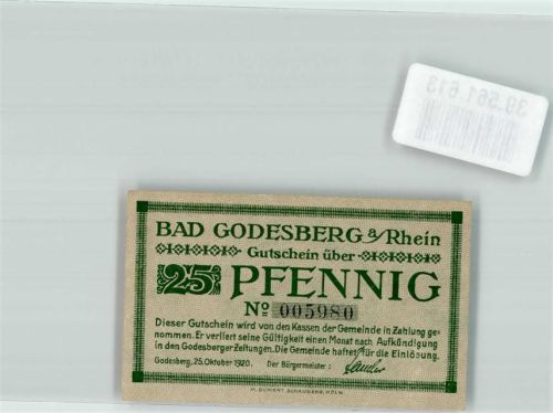 Bad Godesberg Notgeld 25 Pfennig