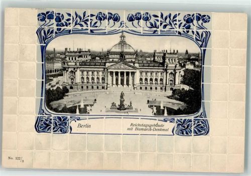 Tiergarten 1910 Reichstagsgebäude Bismarck Denkmal