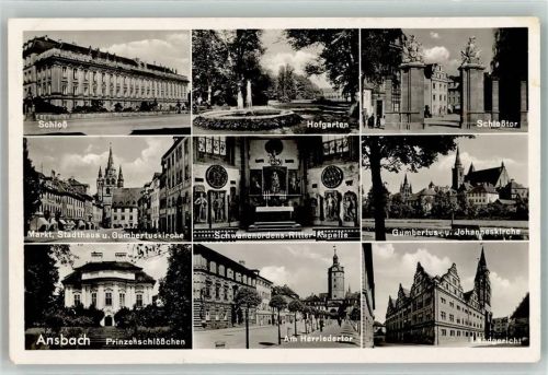 Ansbach Schloss Hofgarten Stadthaus Gumbertuskirche Schwanenordens Ritter Kapelle Am Herriedertor