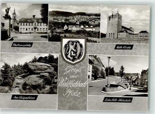 Waldfischbach-Burgalben Rathausplatz Am Galgensfelsen Kath. Kirche Eckehöh-Welschstrasse Wappen Foto Met