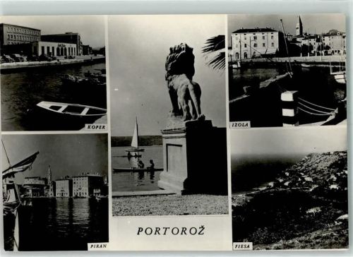 Portoroz 1959 Denkmal Löwe Hafen Koper Izola Piran Fiesa