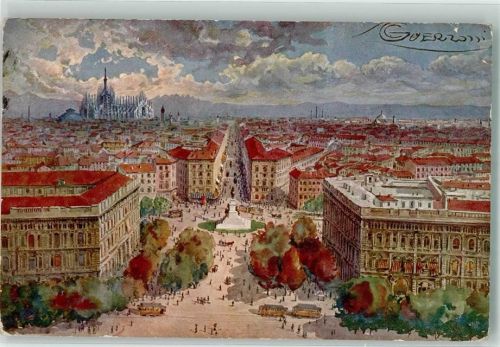 Milano 1913 Lithographie/Künstlerkarte