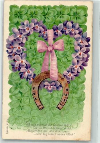 1905 Hufeisen Veilchenherz Vers Lithographie M.S.i.B. 13562/3
