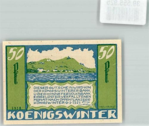 Königswinter 1921 50 Pf. Nr. 1518 Drachenburg u. Drachenfels