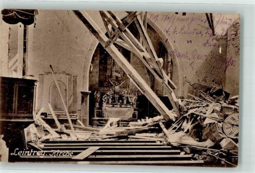 54450 Leintrey 1915 Gebrauchsspuren Feldpost WK I bayr.Landw.Inf.-Regt. N.4 Kirche
