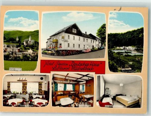 Michelbach Hotel Pension Deutsches Haus Schwimmbad Speiseraum Restaurant Fremdenzimmer Gasthaus Auto Kirche