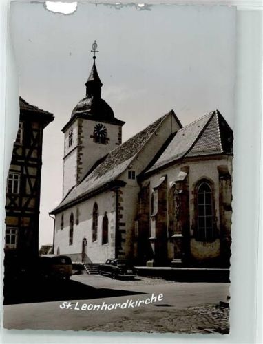 Knittlingen Foto Original aus Archiv eines Ansichtskartenverlags St. Leonhardkirche Oldtimer Ort handschriftlich
