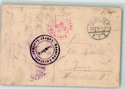 Bamberg 1916 Feldpost WK I Reserve Lazarett Lehrer Seminar Rotes Kreuz
