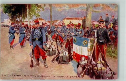1915 En Guerre Pendant La Halte , Le Drapeau