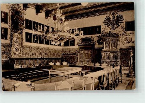 Osnabrück 1911 Friedenssaal im Rathaus Bahnpost Hamburg - Köln Zug 93